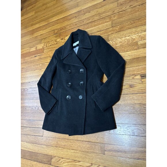 Calvin Klein Women's Peacoat Sz 4 Charcoal Gray Double Breasted Wool Blend Coat - Picture 2 of 6